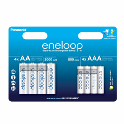 eneloop, AA/Mignon + AAA/Micro NI-MH Akku, 8er-Pack, Kapazität mit min. 2000 + 800 mAh, Ready-to-Use NI-MH Akkus, bis zu 2000 Mal wiederaufladbar, plastikfreier Verpackung, Standard, weiß Angebot bei HelloDeals