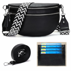 LANXINGLUO bauchtasche damen schwarz umhängetasche damen mittelgroß crossbody bag damen Mit Kreditkartenfach und 2 Schultergurten gürteltasche damen Angebot bei HelloDeals
