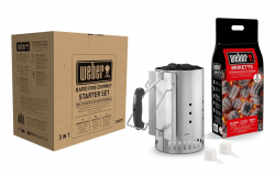 Weber Anzündset -Rapidfire Starter Set, besteht aus Amzündkamin - Groß (32cm), 2Kg Holzkohlebriketts & 6 Anzündwürfeln, ideales Starterpaket für alle Holzkohlegrills (3400375) Angebot bei HelloDeals