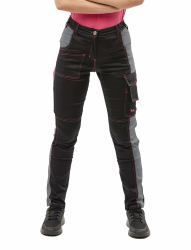 strongAnt Damen Arbeitshose komplett Stretch für Frauen Bundhose mit Kniepolstertaschen Schwarz Grau Weiß Pink 40 Schwarz-grau / Strong Cotton Stretch Angebot bei HelloDeals