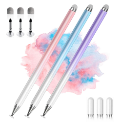 Tablet Stift Stylus Pen 2-in-1 Touchscreen Stift, Eingabestift für iPad, iPhone, Android Tablets & Smartphones, Kompatibel mit Surface, Chromebook, Huawei, Xiaomi – 3er-Pack Blau, Pink, Lila Angebot bei HelloDeals