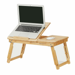 SONGMICS Laptoptisch, Laptopständer, Frühstückstablett, klappbare Beine, für Bett und Sofa, höhenverstellbar, für bis zu 15,6 Zoll Laptops, (61-68,3) x 34,9 x (22,5-32) cm, naturfarben LLD01N Angebot bei HelloDeals