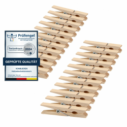 VonBueren 24 x Wäscheklammern Holz groß | 7 cm | Holzwäscheklammern | Klammern für Adventskalender oder Holzklammern zum Basteln Angebot bei HelloDeals