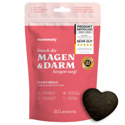 mammaly Probiotika Hunde Leckerli Lucky Belly Test Set (110g) bei Gras fressen, Durchfall & Sodbrennen - Verdauungssnacks Magen Darmflora Aufbau - Alternative zu Heilerde, Kohletabletten als Snacks Angebot bei HelloDeals