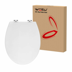 WOLTU Toilettendeckel, WC Sitz Toilettensitz mit Absenkautomatik, Toilettensitz aus Kunststoff, Fast Fix(Schnellbefestigung), Softclose Scharnier, Antibakteriell Oval Angebot bei HelloDeals