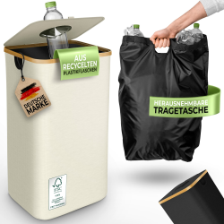 Glückstoff® Pfandflaschen Sammelbehälter [INKL. TRAGETASCHE] - Flaschensammler Leergut - PET Flaschen Pfandbehälter - Flaschensammler - Pfandflaschen Behälter - Pfandbehälter mit Einwurf - 100 Liter Angebot bei HelloDeals