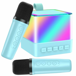 Karaoke Maschine mit 2 Drahtlosen Mikrofonen, Mikrofon Kinder Tragbare, Bluetooth Karaoke Elektronisches Spielzeug mit LED-Lichteffekten, Geschenke für Alter 3-18 Kinder, Jungen, Mädchen Angebot bei HelloDeals