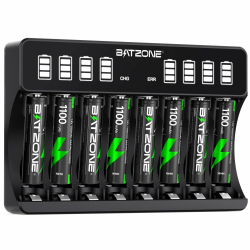 BATZONE Akku Ladegerät mit AAA 8 stück, 8-Ladeplatz Großer LCD-Bildschirm Batterie Ladegerät, für Mignon AA und Micro AAA, für NI-MH/NI-CD wiederaufladbar AA/AAA Batterien Angebot bei HelloDeals