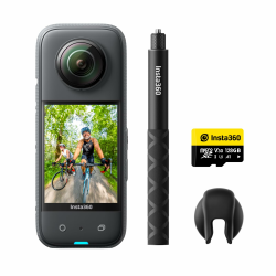 Insta360 X3 Vlog-Bundle - wasserdichte 360°-Actionkamera mit 1/2"-Sensor, 5,7K 360°, 72MP 360°-Fotos, Stabilisierung, 2,29"-Touchscreen, Vibrationsfeedback, KI-Bearbeitung, Live-Streaming Angebot bei HelloDeals