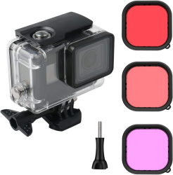 Lupholue Wasserdichtes 60 m transparentes Unterwassergehäuse mit rot-violett-rosa Filter for GoPro Hero (2018), GoPro Hero 7 Black, GoPro Hero 6/6 Black Hero 5/5 Black Angebot bei HelloDeals