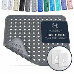Homerella® Duschmatte rutschfest - 100% BPA frei - Inkl. 2 Haken zum Aufhängen 53x53cm - Antirutschmatte Dusche hautsensitiv & schimmelresistent - Duscheinlage maschinenwaschbar Angebot bei HelloDeals