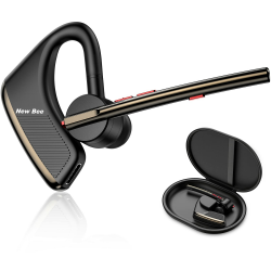 New bee Bluetooth Headset mit Mikrofon Bluetooth V5.2 Wireless Headset 24Hrs Sprechzeit CVC8.0 Dual Mic Noise Cancelling für iPhone/Android/Fahrer/Business/Büro Angebot bei HelloDeals