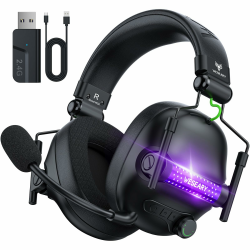 WESEARY Bluetooth Kopfhörer, 2,4G Wireless Gaming Headset mit Mikrofon für PS5, PS4, PC, Switch, Mac, Faltbarer Surround Sound Noise Cancelling mit LED Licht, Über 50 Stunden Akkulaufzeit Angebot bei HelloDeals