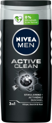 NIVEA MEN Active Clean Duschgel (250 ml), pH-hautneutrale Pflegedusche mit maskulinem Duft, Männer Duschgel mit Aktivkohle für Körper, Gesicht und Haar Angebot bei HelloDeals