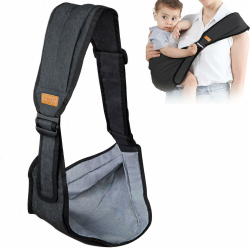 Babytrage,Tragetuch Baby Neugeboren,Verstellbare Schulter Babytrage,Kindertrage Seitlich,Babytrage für Neugeborene,Kleinkind Trage,Babys von 0 bis 36 Monaten, Kleinkinder bis 20kg (Schwarz) Angebot bei HelloDeals