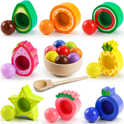 Seagoal Montessori Spielzeug ab 1 Jahr, Baby Motorikspielzeug Obst Holzspielzeug, Kinder Lernspielzeug Geschenk für Baby Mädchen Jungen 2 3 4 Jahre Angebot bei HelloDeals