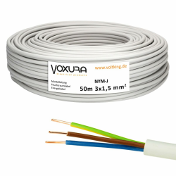 NYM-J 3x1,5 mm² 50m Ring Mantelleitung Installationskabel Stromkabel Feuchtraumkabel Kupfer Angebot bei HelloDeals