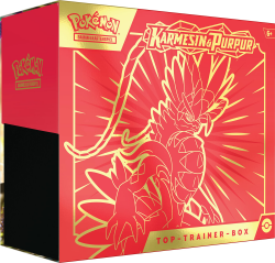 Pokémon-Sammelkartenspiel: Top-Trainer-Box Karmesin & Purpur (Koraidon) (9 Boosterpacks & Premium-Zubehör) Angebot bei HelloDeals