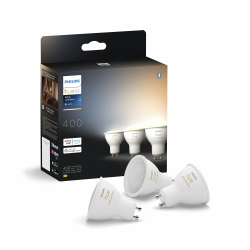 Philips Hue White Ambiance GU10 LED Spot 3er Pack (400lm), dimmbare LED Lampen für das Hue Lichtsystem mit allen Weißtönen, smarte Lichtsteuerung über Sprache und App Angebot bei HelloDeals