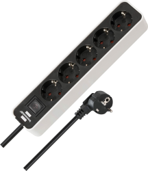 Brennenstuhl Ecolor Steckdosenleiste 5-Fach (Mehrfachsteckdose mit Schalter und 1,5m Kabel) schwarz/weiß Angebot bei HelloDeals