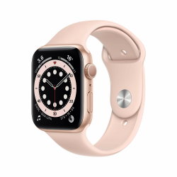 Apple Watch Series 6 (GPS, 44MM) Aluminiumgehäuse Gold mit Rosa Sand Sportarmband (Generalüberholt) Angebot bei HelloDeals