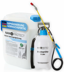 Nanoprotect Steinimprägnierung inkl. Drucksprüher | 10 L für ca. 80 – 120 m² | Vorbeugend gegen Grünbelag und Schmutz | Ideal für Pflastersteine, Beton und Naturstein Angebot bei HelloDeals
