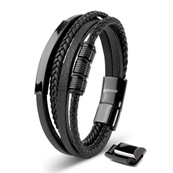 SERASAR Premium Lederarmband für Männer in Schwarz | Magnetverschluss aus Edelstahl in Schwarz, Silber & Gold | Inklusive Schmuckschachtel | Tolle Geschenkidee Angebot bei HelloDeals