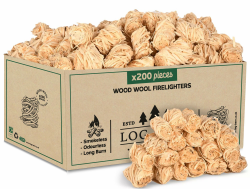 Log Barn Natürliche Anzündwolle - 200 Stück, Öko Anzünder Holzwolle für Holzöfen, Pizzaöfen, offene Feuer, Kaminanzünder und Grillanzünder - Echtes Log Barn Anfeuerholz (200 PC) Angebot bei HelloDeals