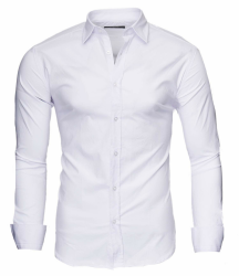 Kayhan Twoface Herren-Hemd Slim-Fit Herren-Hemden Langarm-Hemden Männer Freizeithemd Businesshemd S-6XL L Tf Uni Weiß Angebot bei HelloDeals
