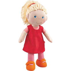 HABA 302108 - Puppe Annelie, Stoffpuppe mit Kleidung und Haaren, 30 cm, Spielzeug ab 18 Monaten, Rotes Angebot bei HelloDeals