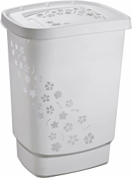 Rotho Flowers Wäschesammler 55l mit Deckel, Kunststoff (PP) BPA-frei, grau, 55l (44,7 x 34,7 x 60,5 cm Angebot bei HelloDeals