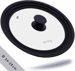 DIVORY Universaldeckel Ø 24, 26 & 28 cm Deckel Pfanne - Glasdeckel abgestufter Silikonrand, Deckel für Pfannen und Töpfe, Topfdeckel oder Pfannendeckel hitzebeständig, lid Angebot bei HelloDeals