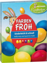 Heitmann Eierfarben - Farben Froh - 6 flüssige Eierfarben 1017049 Gelb, Orange, Rot, Grün, Blau, Pflaume 30 Milliliters Angebot bei HelloDeals