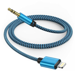 Gaef Auto AUX Kabel für iPhone 1M [MFi Zertifiziert], Lightning auf 3.5mm Audiokabel für Auto/Kopfhörer/Lautsprecher, HiFi Audio Nylon Lightning Klinke für iPhone 14/13/12/11 Pro/10/8/plus/X/XS/XR/SE Angebot bei HelloDeals