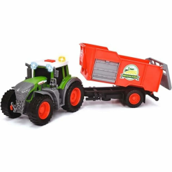 Dickie Toys - Fendt Traktor mit Anhänger (26 cm) - Traktor-Spielzeug für Kinder ab 3 Jahren mit Freilauf-Mechanik, Licht, Sound und weiteren Funktionen, inkl. Heuballen zum Spielen Angebot bei HelloDeals
