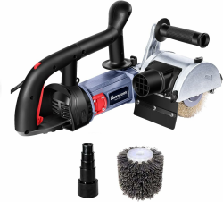 FANZWORK V2 1500 Watt Satiniermaschine Schleifmaschine Bürstenschleifgerät zur Renovierung von Oberflächen, mit Staubsaugung-Anschluss, Drehzahlregelung, Kugelgriff, Messing & Nylon Bürste Angebot bei HelloDeals