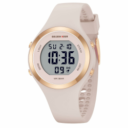 GOLDEN HOUR Digital Uhr Damen 5ATM wasserdichte Sport Chronograph Silikonarmband Armbanduhr Damen Sportlich Elegant Uhren Damen mit Datum Leuchtend Leicht ablesbares Zifferblatt Angebot bei HelloDeals