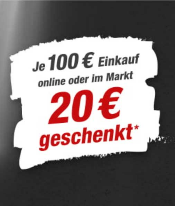 [Nur heute] toom: Gutschein-Tag je 100€ - 20€ geschenkt (online oder im Markt)