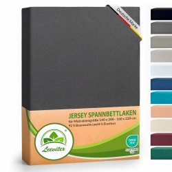 leevitex® Luxus Elasthan Jersey Spannbettlaken | 140x200 – 160x220 cm | Multistretch | 250 g/m² | 92% Mako-Baumwolle 8% Elasthan | 40cm Steghöhe | außergewöhnlich hochwertige Ausführung | Anthrazit Angebot bei HelloDeals