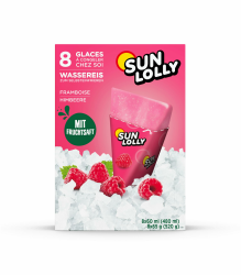 Sun Lolly Wassereis Himbeere 8 Stk | Mit Fruchtsaft | Zum Selbsteinfrieren | Ohne künstliche Aromen | Frei von Süßungsmittel | Laktosefrei | Glutenfrei | 8 x 60ml Angebot bei HelloDeals