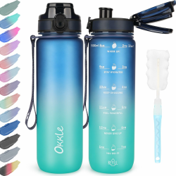 OKKLE Trinkflasche 1L BPA freie Wasserflasche mit Verschlussdeckel und auslaufsicher, geeignet für Fitnessstudio, Schule, Radfahren, Outdoor, Sport, Fitness Angebot bei HelloDeals