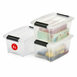 Iris Ohyama Aufbewahrungsboxen mit Deckel, 5L, 3er-Set, Transparent, Sicherer Verschluss, Stapelbar, Griffe, Schlafzimmer, Schrank, Büro, Organisation, BPA-freies Plastik, Ordnungsboxen, NTB-5 Angebot bei HelloDeals
