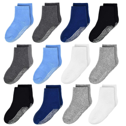 GRPSKCOS Rutschfeste Socken Kinder 12 Paar Stoppersocken Kinder ABS Socken Kinder Antirutschsocken für 6-12 Monate 1-10 Jahre Jungen Mädchen Angebot bei HelloDeals