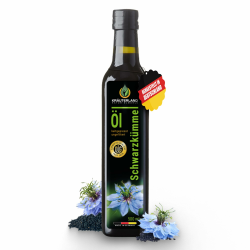 Kräuterland Schwarzkümmelöl 500ml, ungefiltert, naturrein ohne Zusatzstoffe, 100% Nigella Sativa, Omega 3-6-9, vegan, mild, kaltgepresst, glasflasche, mühlenfrisch aus unsrer hessischen Ölmühle Angebot bei HelloDeals