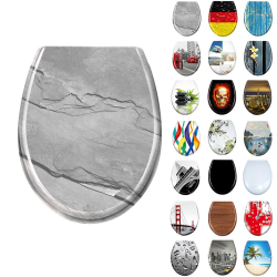 LARS360 Toilettendeckel WC Sitz mit Absenkautomatik, Toilettendeckel aus Antibakteriellem Duroplast, Antistatisch, Doppelte Absenkautomatik Für Meisten Klodeckel Hänge WC, 45 x 38cm (Grau) Angebot bei HelloDeals