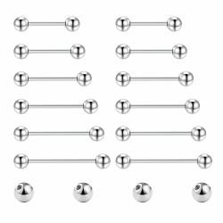Gojewen 8er Zungenpiercing Brustwarzenpiercing und 4er Ersatzkugel Chirurgenstahl Silber Schwarz Piercing Zunge Brustwarze 8/10/12/14/16/18/20mm Silber 10/12/14/16/18/20mm Angebot bei HelloDeals