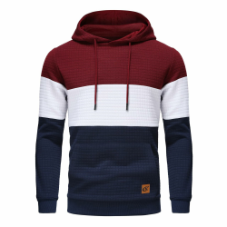 YuKaiChen Herren Pullover Herren Patchwork Hoodie Langarm Jacquard Kaputzenpullover Farbblock Sweatshirt mit Taschen Angebot bei HelloDeals