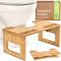 Praknu Klappbarer Toilettenhocker aus FSC® Bambus-Holz – 𝗥𝘂𝘁𝘀𝗰𝗵𝗳𝗲𝘀𝘁𝗲𝗿 WC-Hocker für Erwachsene - Ergonomischer Klohocker fürs Badezimmer Angebot bei HelloDeals