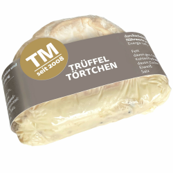 Die Trüffelmanufaktur - Feinkost Trüffelkäse mit 5% echtem schwarzem Trüffel, sahniges frisches Trüffel-Käse-Törtchen mit feiner Mascarpone Frischkäse-Trüffelfüllung, Gourmet Weichkäse 110 g Angebot bei HelloDeals
