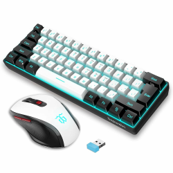 Snpurdiri 60% Prozent Tastatur Maus Set Kabellos, Wireless Gaming Combo, Enthalten 2.4G Small Mini 60% Merchanical Feel Tastatur, Ergonomisches Design Vertical Feel Maus (Blackwhite) Angebot bei HelloDeals